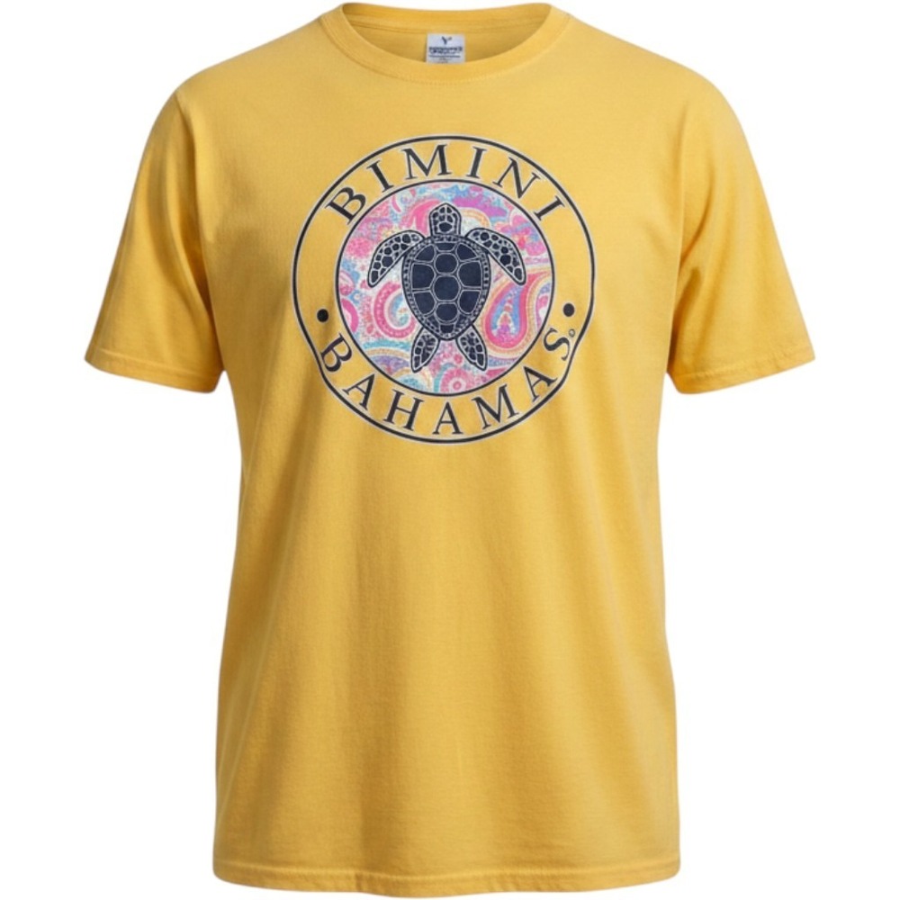 Bimini Bahamas Turtle Graphic T‎ Shirt Yellow XL Heavyweight Yazbek
